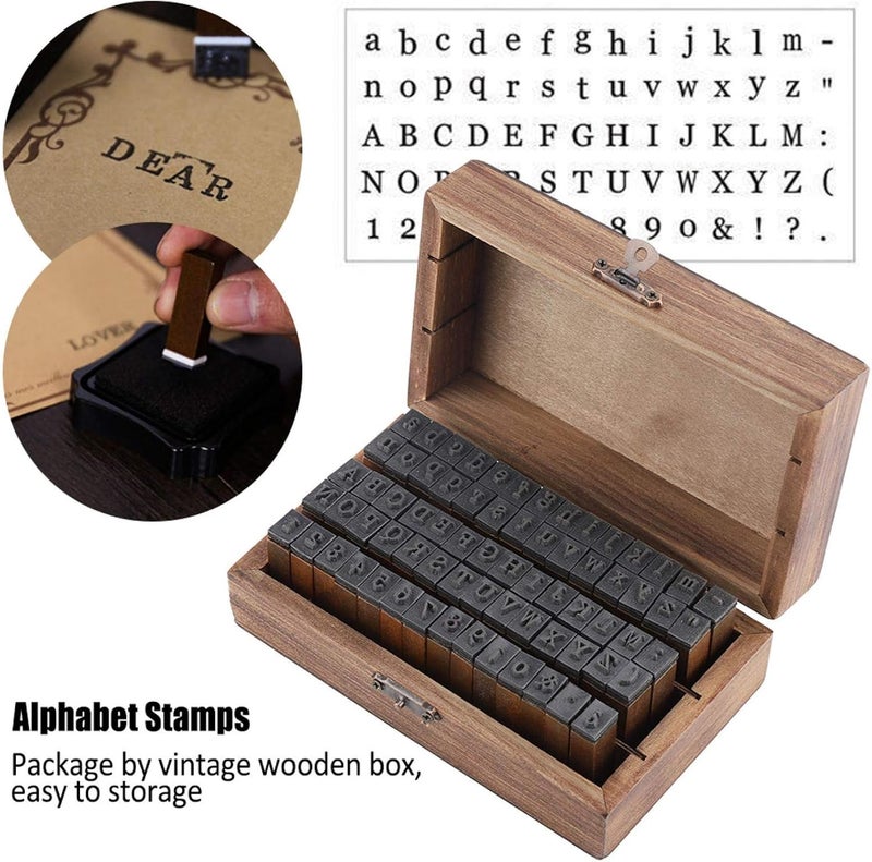 woobles Letter Stamps for Clay, Retro Wooden Mini Letter Stamp Woodenink Letter and Number Stamps Set Art Handicraft Card Making - Image 4
